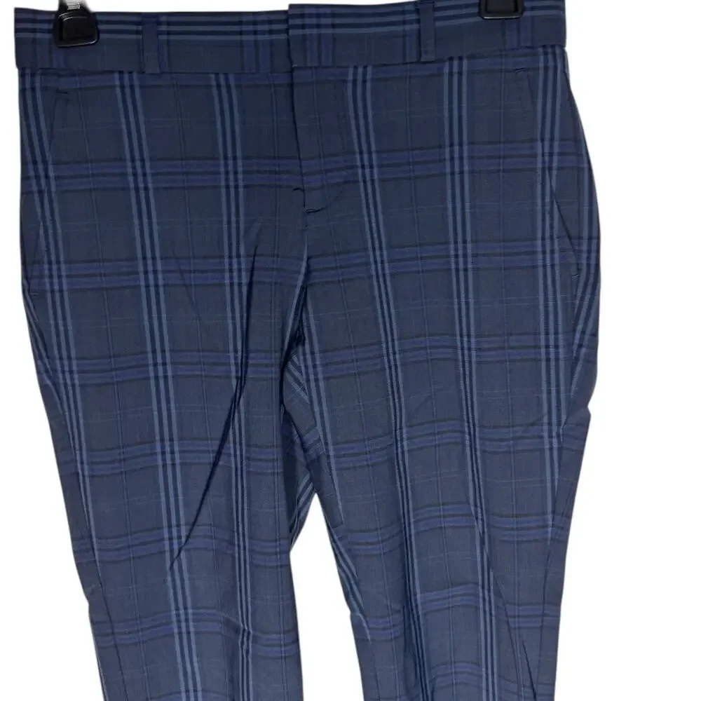 Banana Republic Ryan Slim Straight Wool Blend Pants Plaid Ankle 00P Career